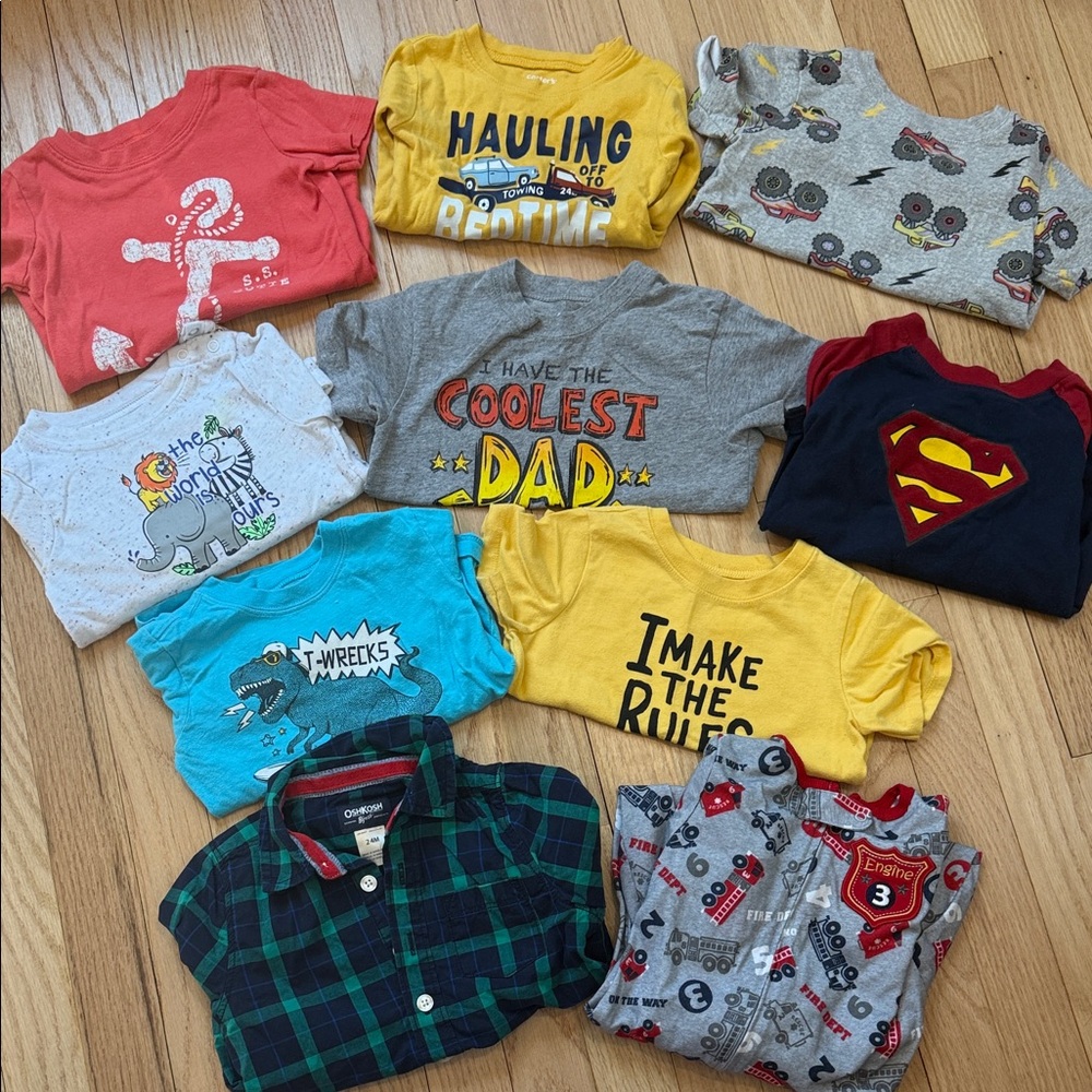 Mixed Toddler Boys Long Short Sleeve Tops Play and Sleep bundle set of 9